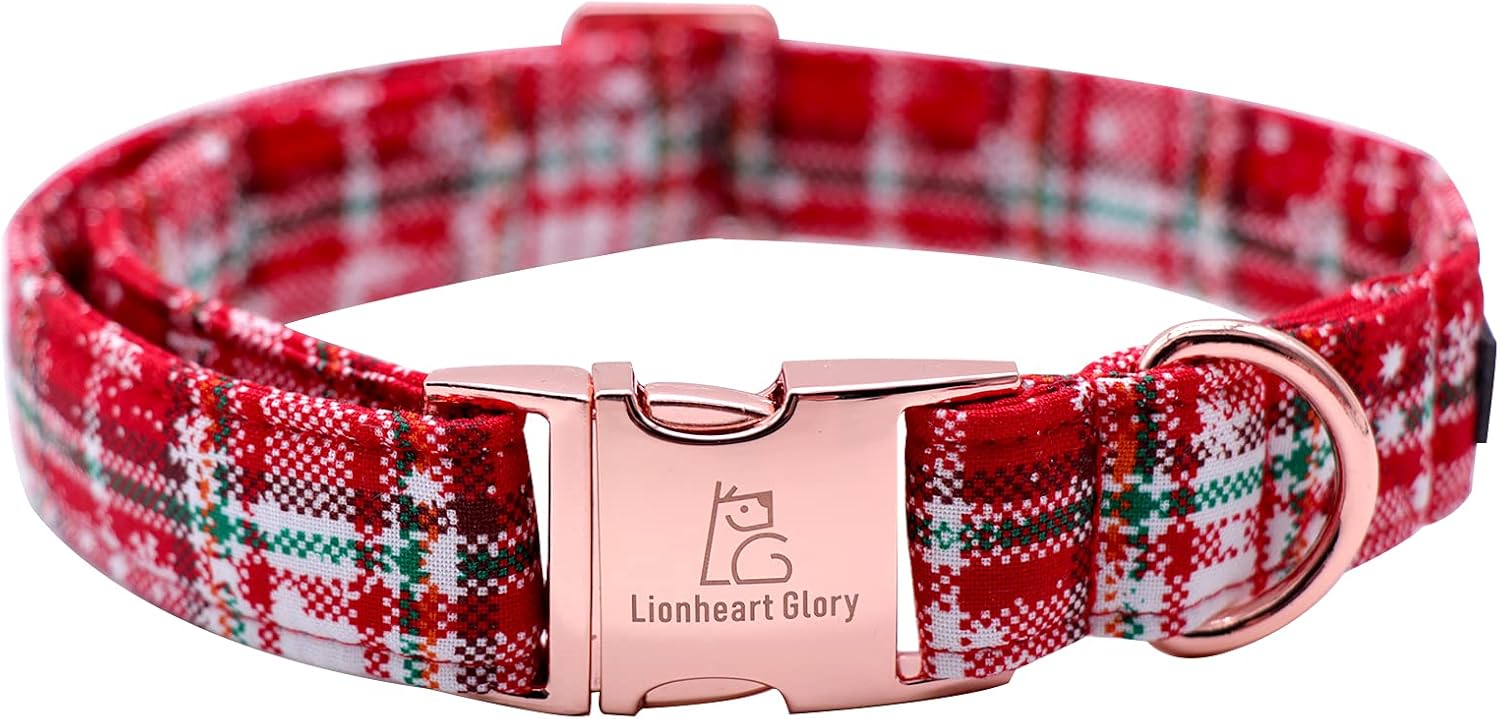 Christmas Plaid Dog Collar Adjustable Soft Dog Collar with Bowtie, Pet Gift Dog Collars Bow for Small Medium Large Dogs