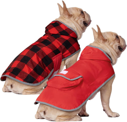 Reversible Dog Raincoat Hooded Slicker Poncho Rain Coat Jacket for Small Medium Large Dogs Camo Orange - L