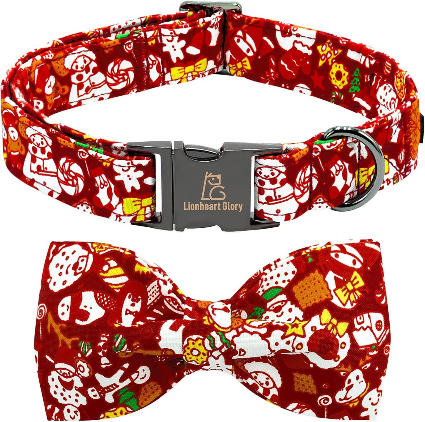 Christmas Plaid Dog Collar Adjustable Soft Dog Collar with Bowtie, Pet Gift Dog Collars Bow for Small Medium Large Dogs