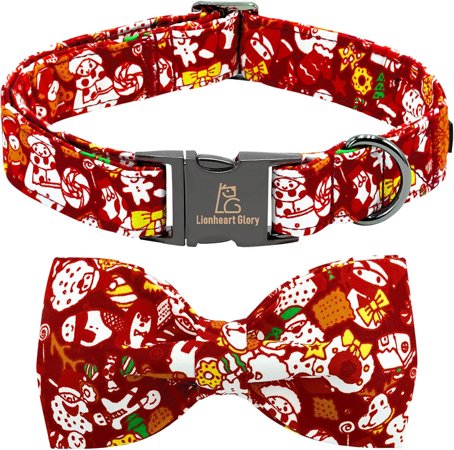 Christmas Plaid Dog Collar Adjustable Soft Dog Collar with Bowtie, Pet Gift Dog Collars Bow for Small Medium Large Dogs