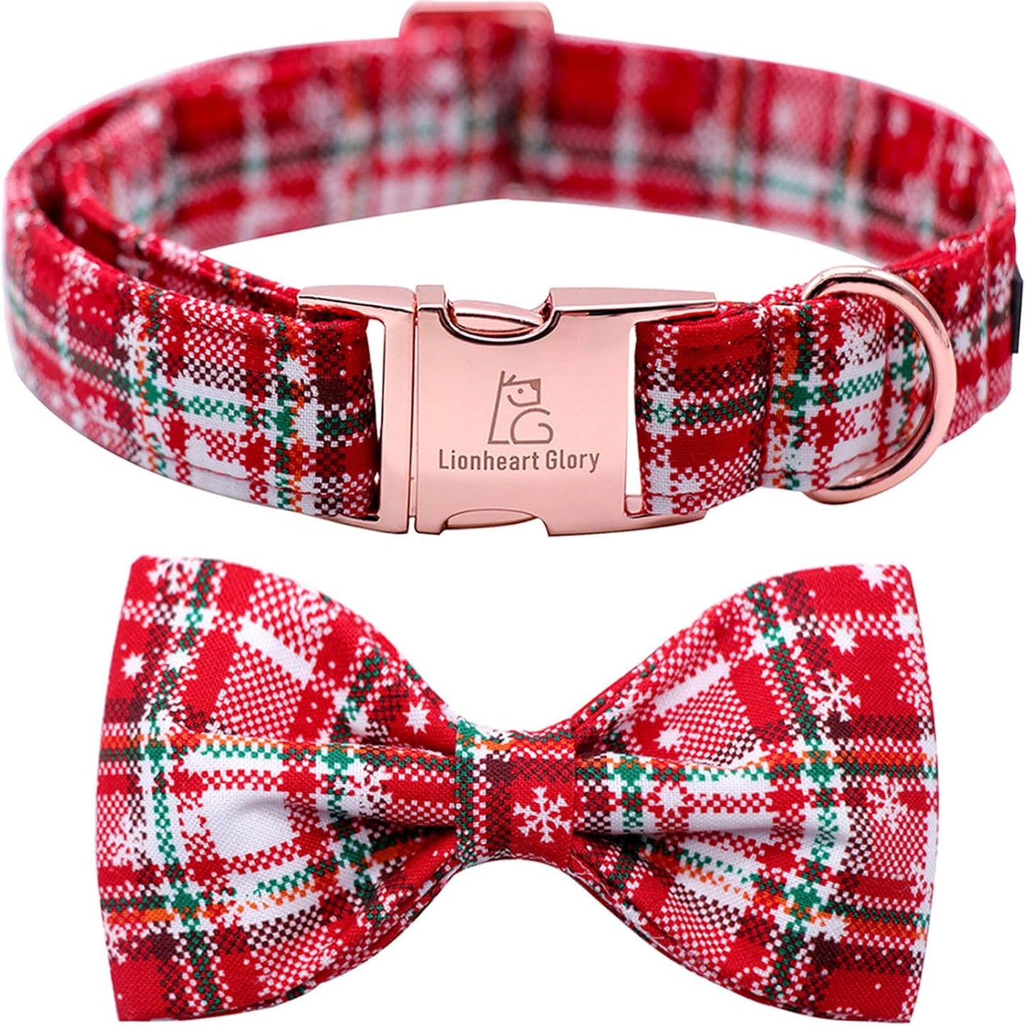 Christmas Plaid Dog Collar Adjustable Soft Dog Collar with Bowtie, Pet Gift Dog Collars Bow for Small Medium Large Dogs