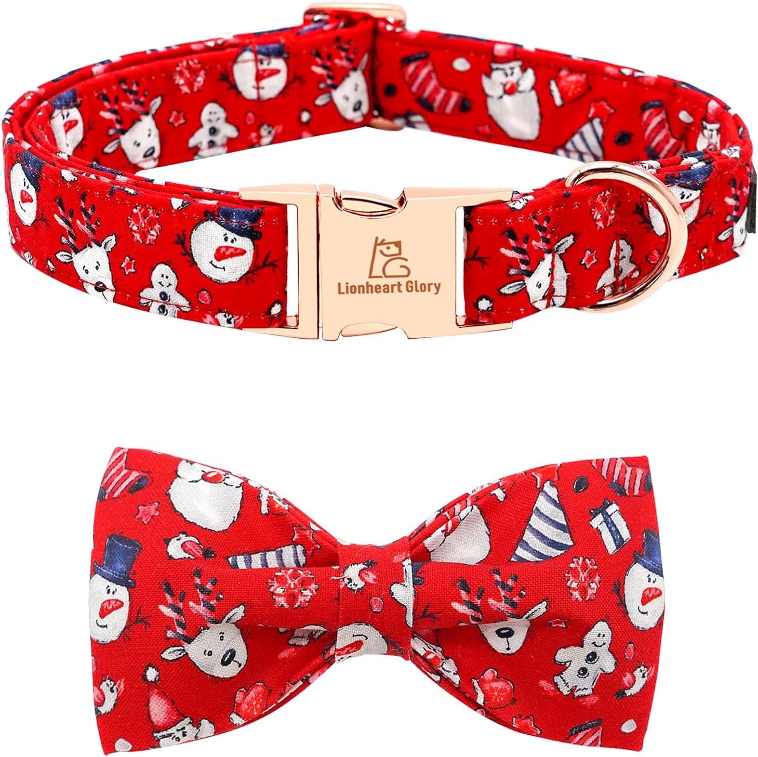 Christmas Plaid Dog Collar Adjustable Soft Dog Collar with Bowtie, Pet Gift Dog Collars Bow for Small Medium Large Dogs